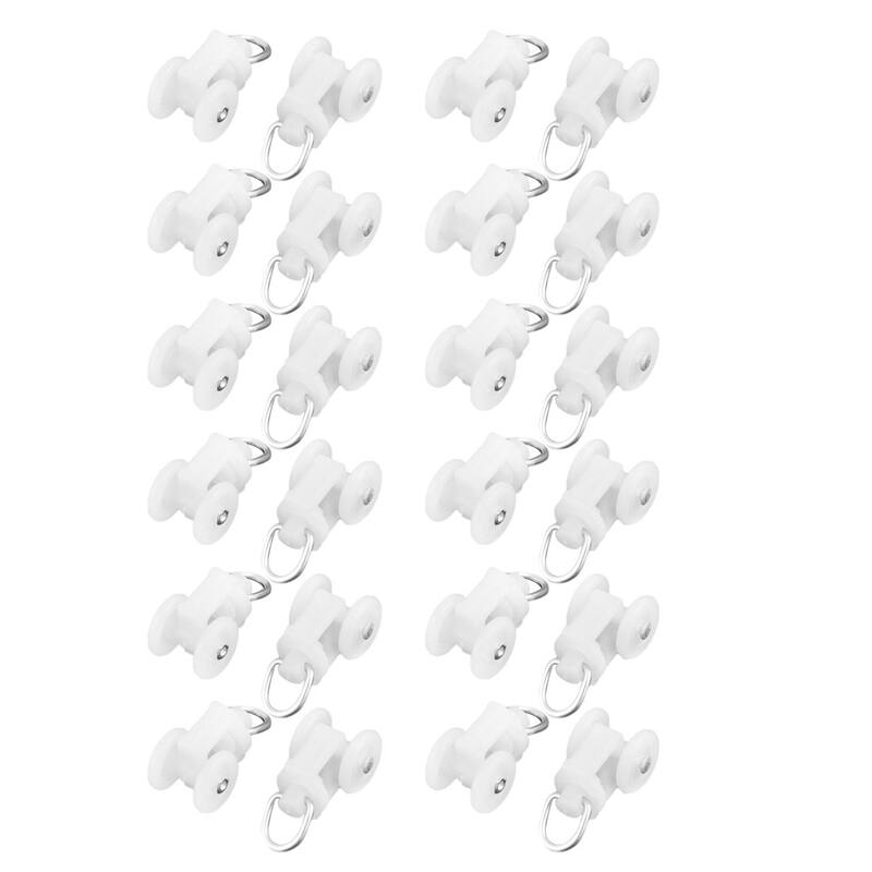 Home Curtain Track Sliding Roller Glider Carrier 1.1 Inch Height 20pcs - White Silver Tone