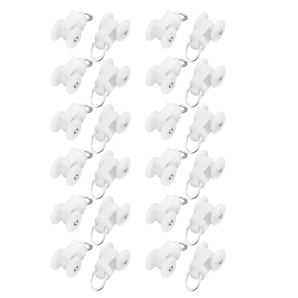 Home Curtain Track Sliding Roller Glider Carrier 1.1 Inch Height 20pcs - White Silver Tone