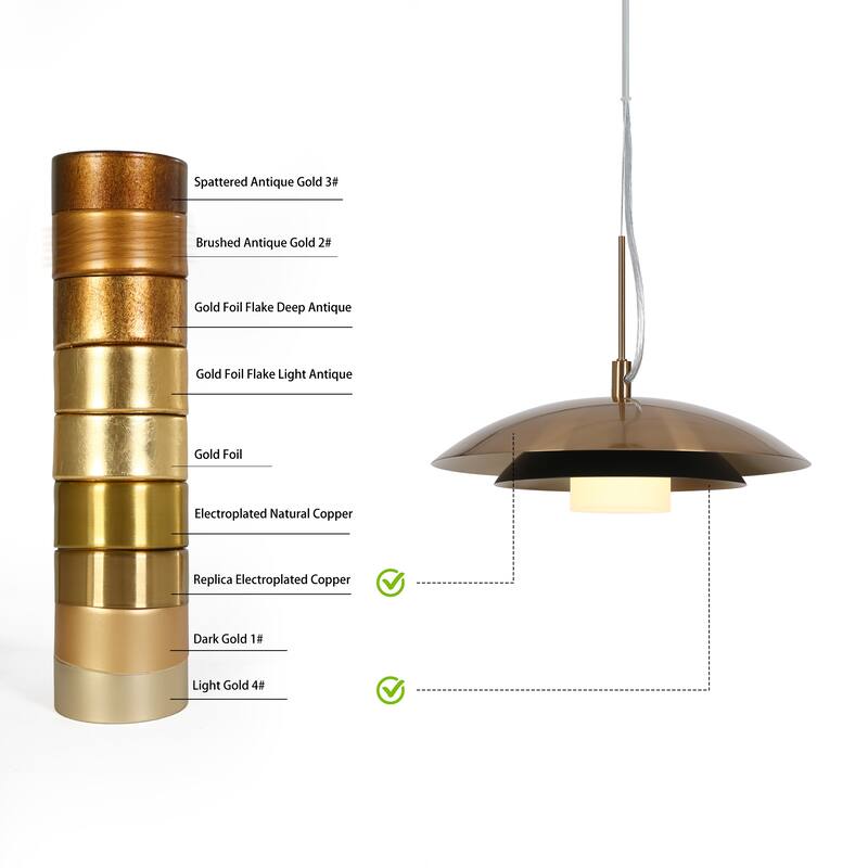 Modern 1-Light LED Dome Pendant Light Black Gold Island Lights - D12" x H69.5" Max
