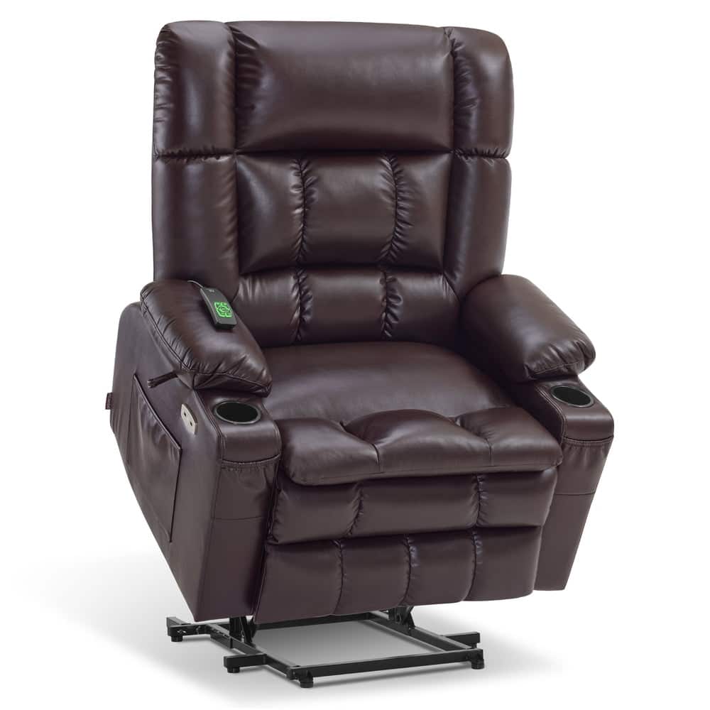 MCombo Dual Motor Power Lift Recliner Chair with Massage and Heat for Big People, Faux Leather R7891 (Large-Wide)