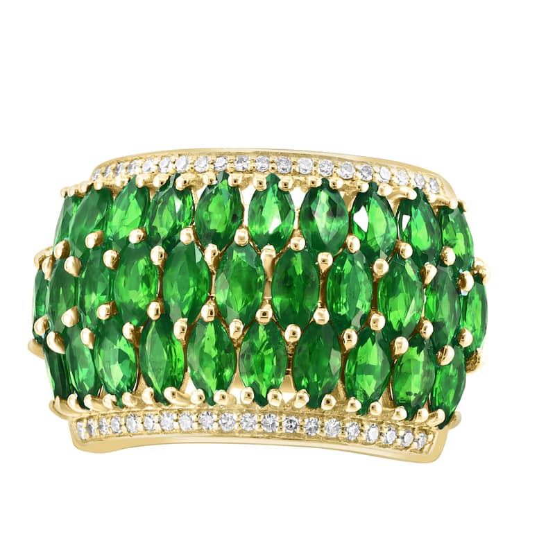 EFFY 14K Gold Diamond Natural Emerald Ring