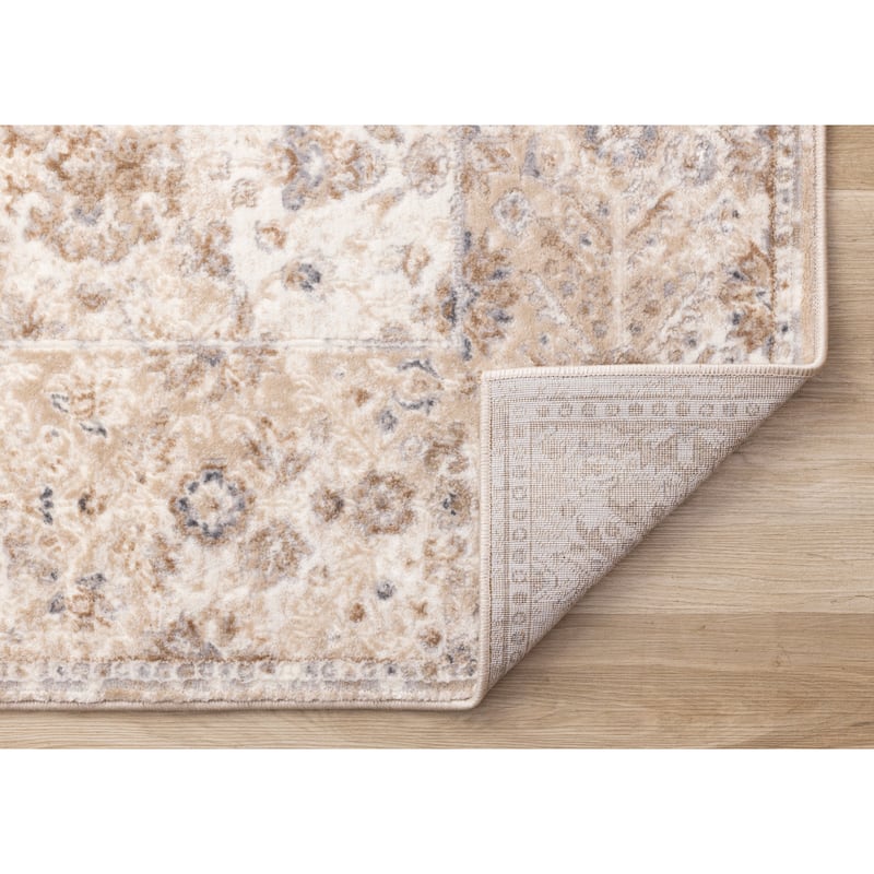 Beige White Grey Elegant Classic Rug