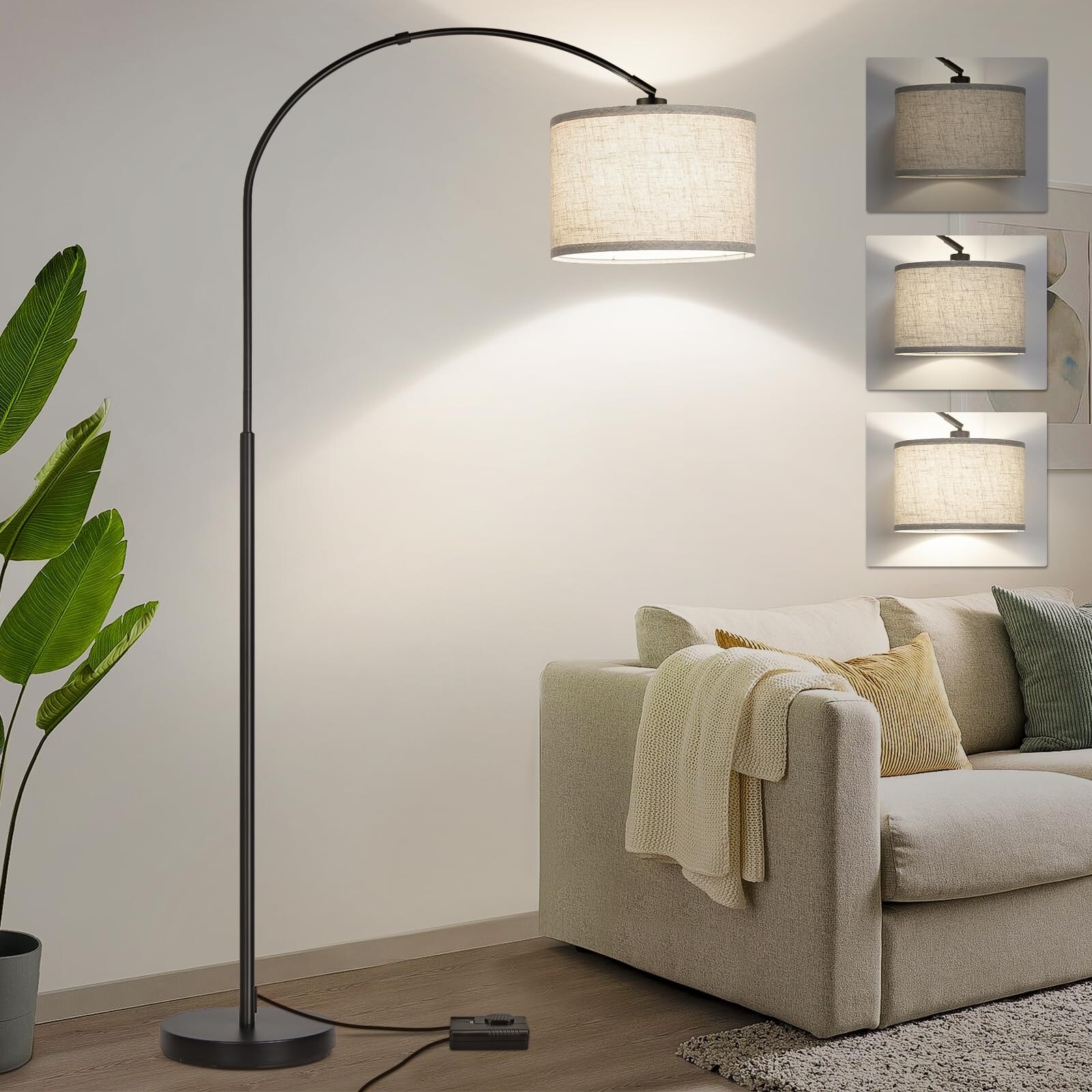 Dimmable Floor Lamp Arc Floor Lamp with Dimmer Black Standing Lamp with Adjustable Hanging Shade Over Couch Tall Reading Light On Sale Bed Bath Beyond 40544065