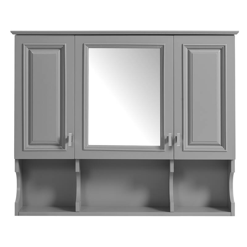GDFStudio - Rivermont Modern Wall Mounted Bathroom Medicine Cabinet with Mirror and Open Shelves - 35'' x 28''
