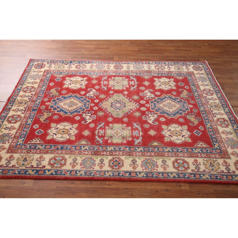 Traditional Kazak Area Rug Handmade Living Room Wool Carpet - 4'11" x 6'5"