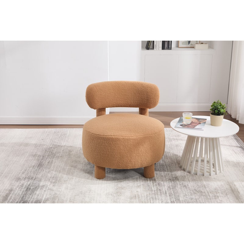 Teddy Fabric Armless Accent Chair With Curved Backrest And Solid Wood Legs Upholstered Chair Slipper Side Chair