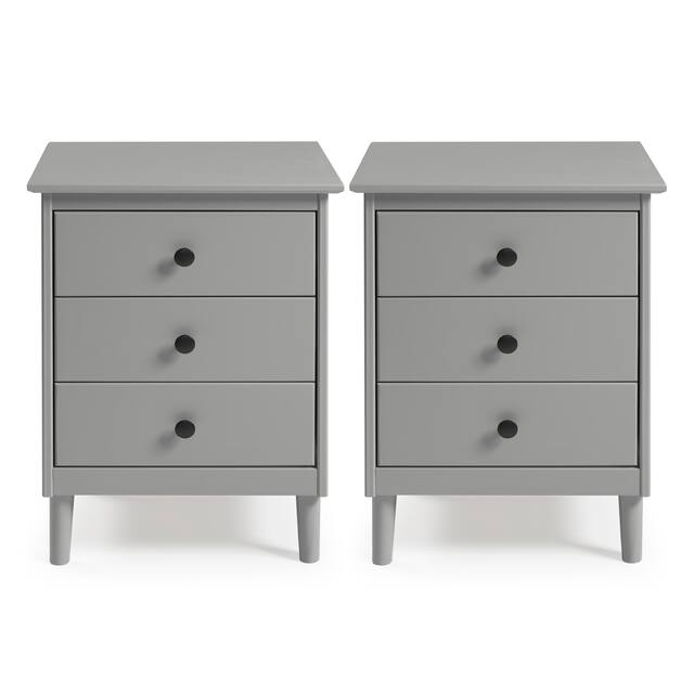 Middlebrook Bullrushes Solid Wood 3-Drawer Nightstand, Set of 2 - Grey