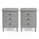 Middlebrook Bullrushes Solid Wood 3-Drawer Nightstand, Set of 2 - Grey