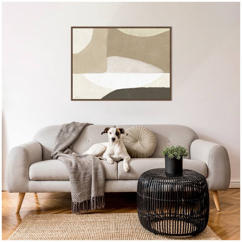 Kate and Laurel Abstract Neutral by Gabrielly Guedes Framed Canvas Wall Art Print