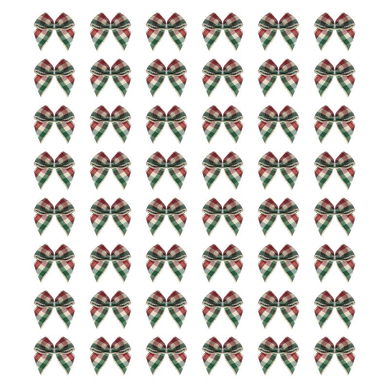 80Pcs Mini Gingham Ribbon Bow 1" Checkered Ribbon Bows