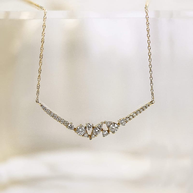 Annello by Kobelli 14K Gold Orion Lab Grown Diamond Boomerang Necklace (GH/I)