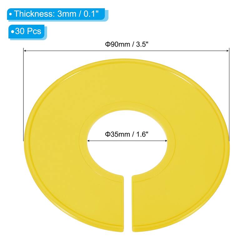 30pcs Clothes Dividers, Clothing Rack Size Dividers Round Separator - Yellow