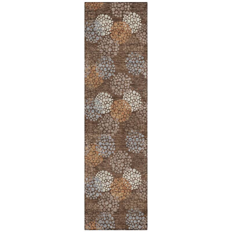 Machine Washable Indoor/ Outdoor Chantille Modern Bubbles Rug