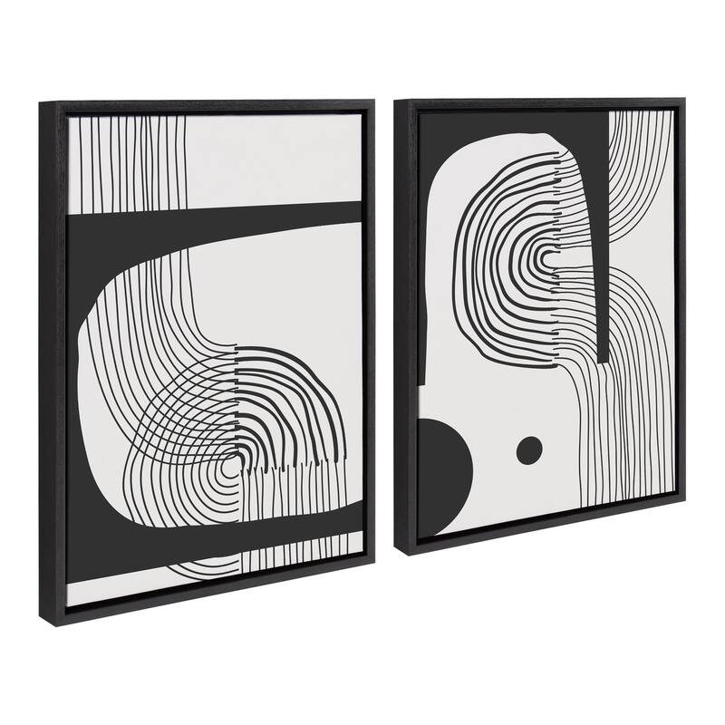 Kate and Laurel Sylvie Minimal C D Canvas by The Creative Bunch Studio - 2 Piece 18x24 - Plastic - Black
