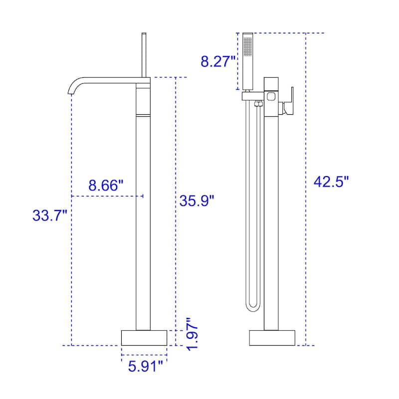 Freestanding Bathtub Faucet With Hand Shower Waterfall Tub Faucets With Handheld Shower Floor Mount Tub Filler
