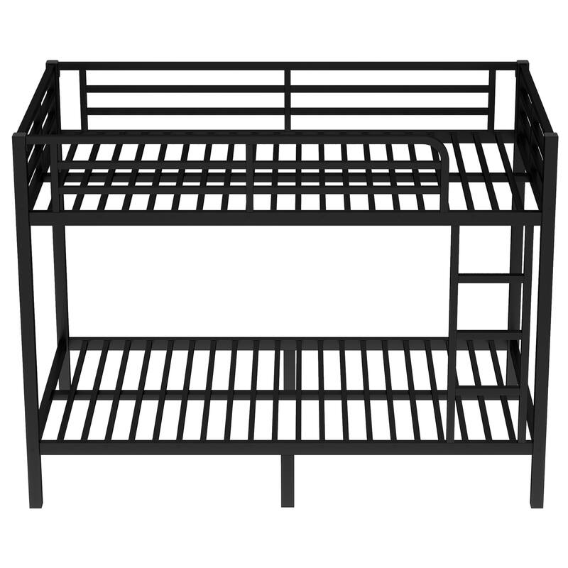 Roomfitters Metal Twin XL Over Twin XL Bunk Bed Frame with Ladder & Safety Rail, Heavy-Duty Space-Saving Design, Black