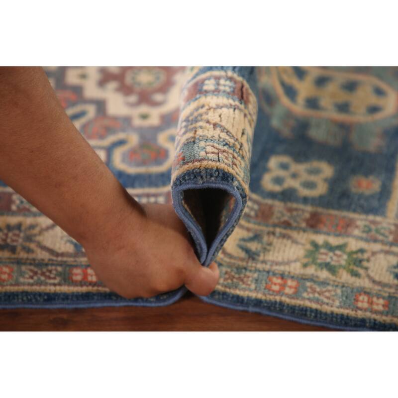 Blue Kazak Accent Rug Hand-Knotted Wool Carpet - 2'8" x 4'5"