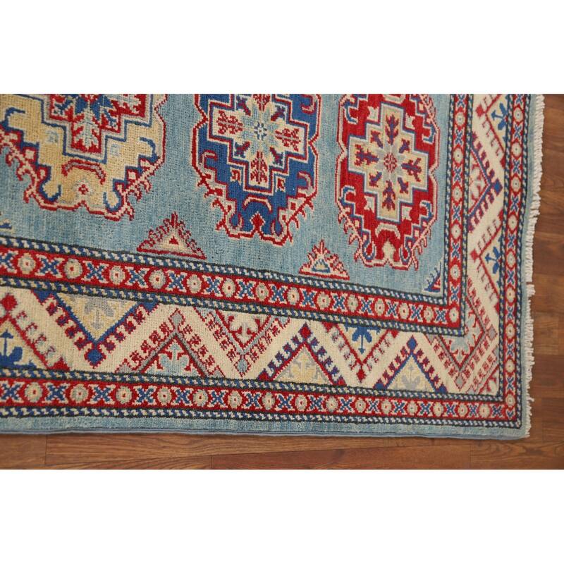 Light Blue Kazak Runner Rug Handmade Wool Carpet - 2'11" x 9'7"