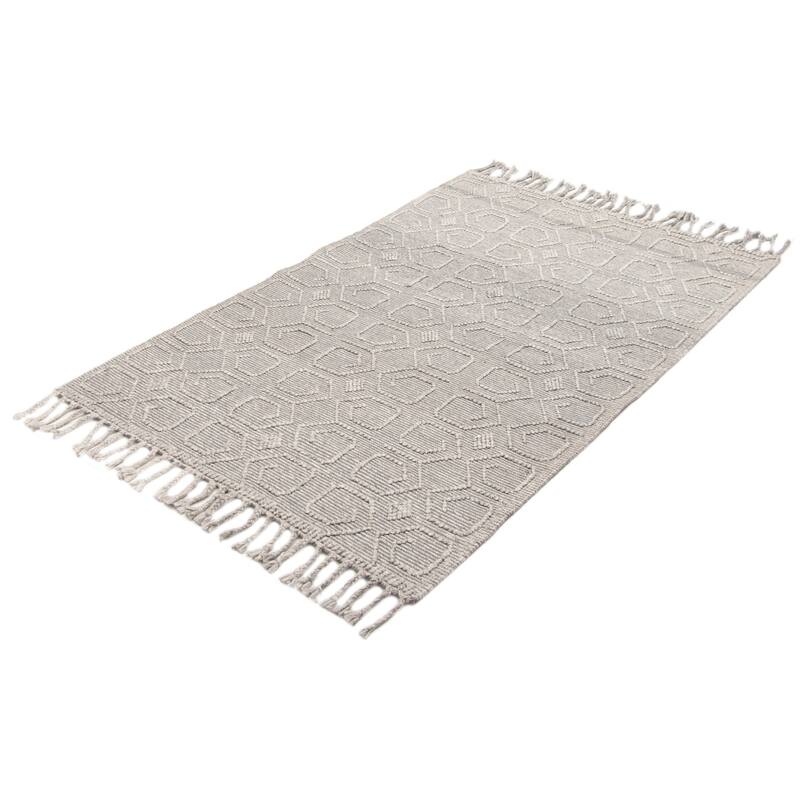 ECARPETGALLERY Braid weave Sienna Grey Wool Rug - 5'1 x 8'1