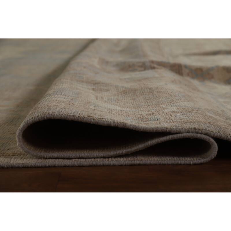 Hand Knotted Oriental 100% Wool Carpet Transitional Medallion Greys & Charcoal Oushak Area Rug - 17' 5'' X 12' 5''