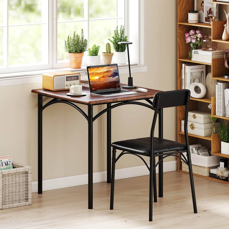 Costway 3 PCS Dining Table Set with Upholstered Seats Padded Backrests