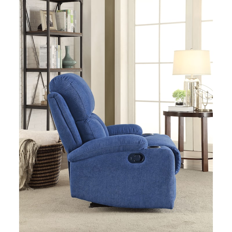 Motion Recliner with Cup Holder Modern Upholstered Manual Reclining