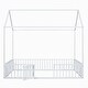 preview thumbnail 5 of 12, Full Size Metal Bed with House Frame Featuring Roof, Perimeter Fence, and Access Door, Durable Sturdy Construction