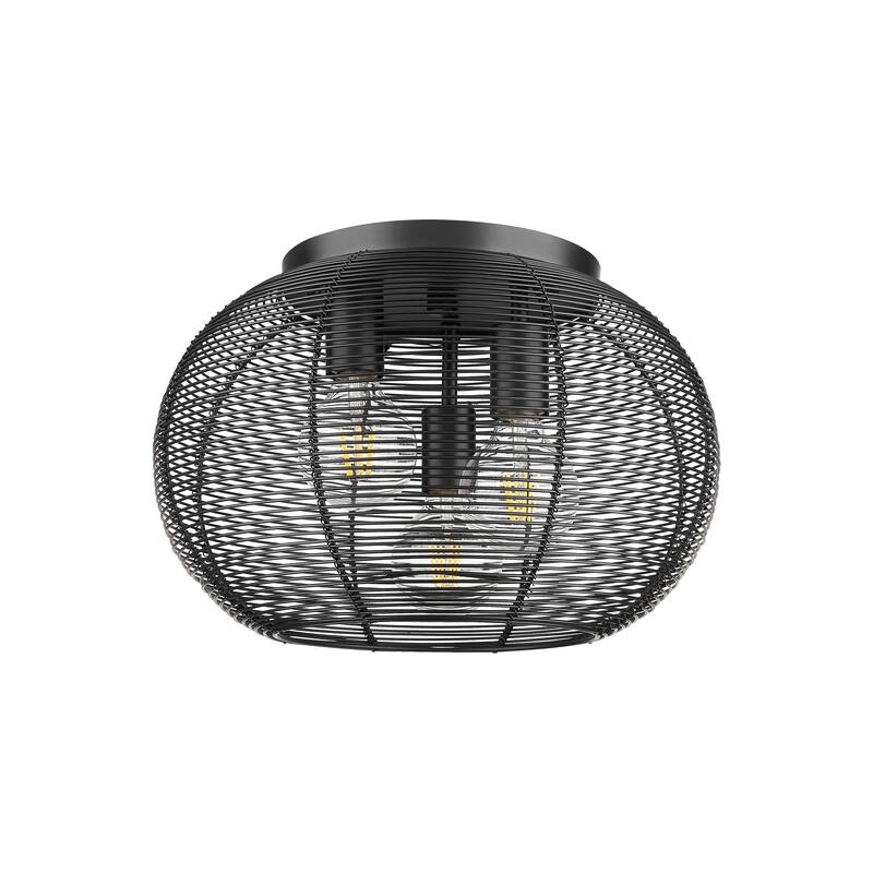 Golden Lighting Calypso 3-light Flush Mount in Matte Black