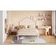 preview thumbnail 17 of 15, Pink Full Size Metal Platform Bed with two drawers,House-Shaped Headboard Design for Kids, Boys and Girls