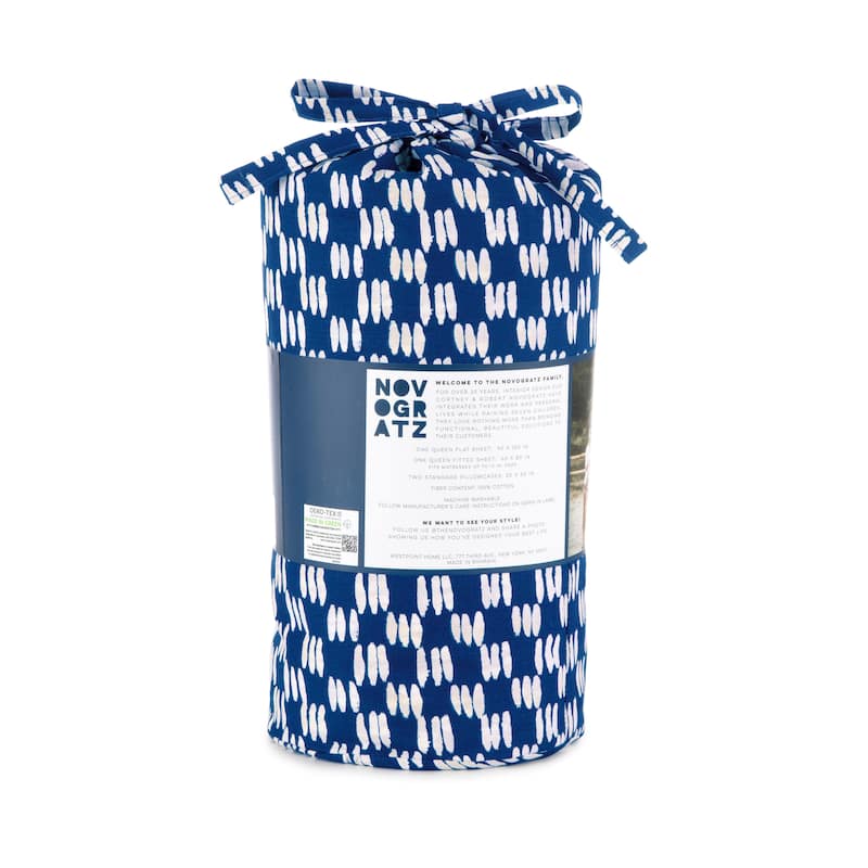 Novogratz by Utica Petite Painted Check Deep Indigo Sheet Set