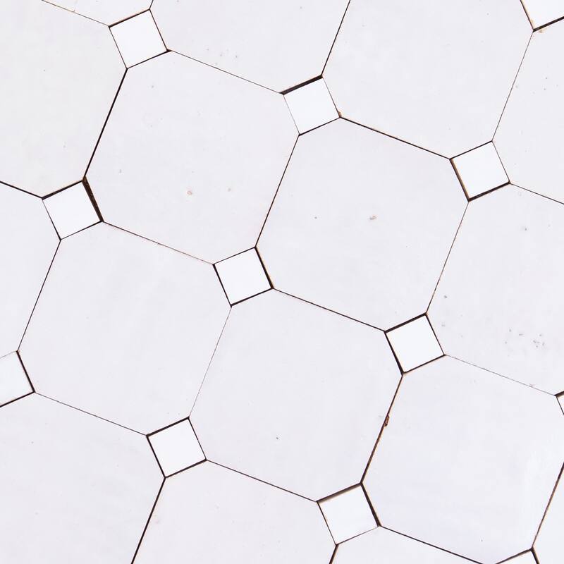 Contemporary Zellige Panels, 12" X 12" X 1/2", Off-White with White accents