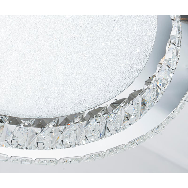 Chrome LED Flush Mount Ceiling Light With Clear Crystal Accents