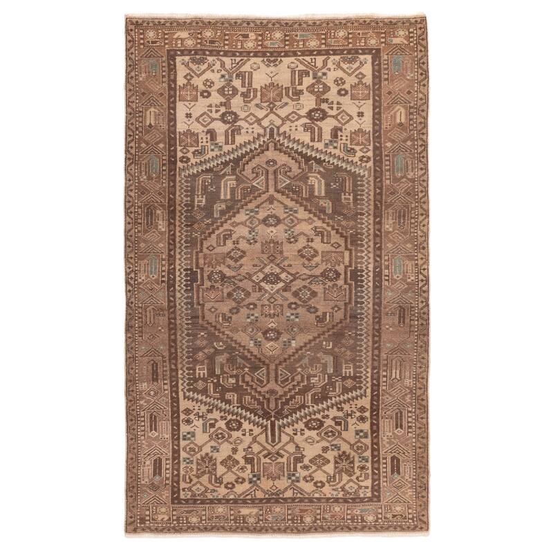 ECARPETGALLERY Hand-knotted Antalya Vintage Brown Wool Rug - 4'3 x 7'3