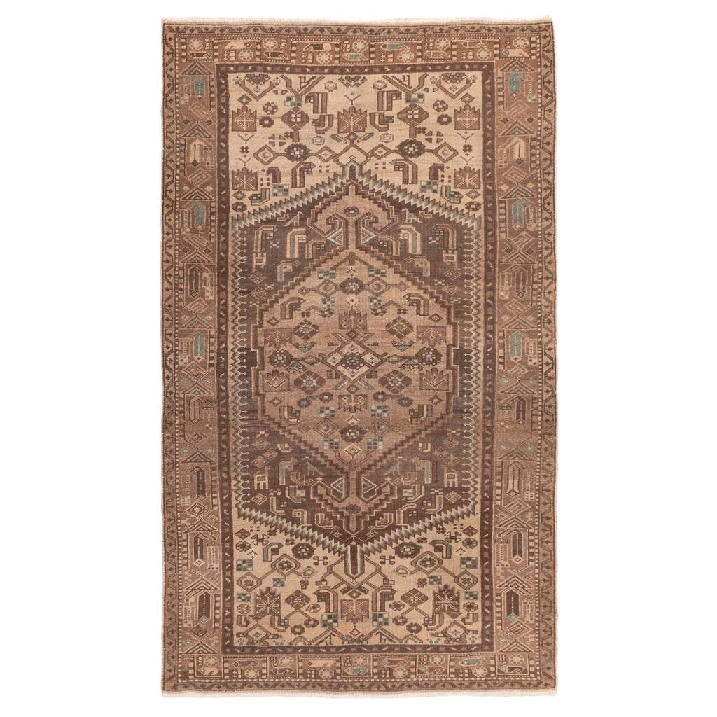 ECARPETGALLERY Hand-knotted Antalya Vintage Brown Wool Rug - 4'3 x 7'3