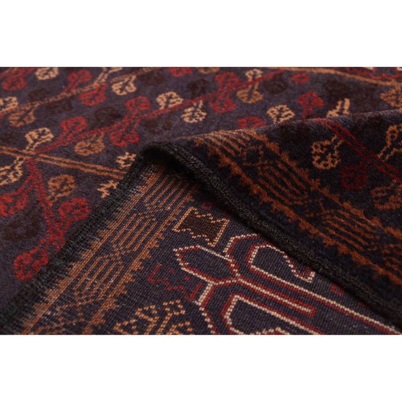 ECARPETGALLERY Hand-knotted Teimani Dark Navy Wool Rug - 3'3 x 7'7