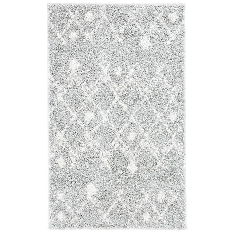 SAFAVIEH Berber Shag Jakolien Light Grey/Cream Rug - 2'6" x 4' - Light Grey/Cream