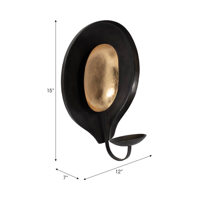 Metal Round Votive Wall Mounted Candle Holder - Black