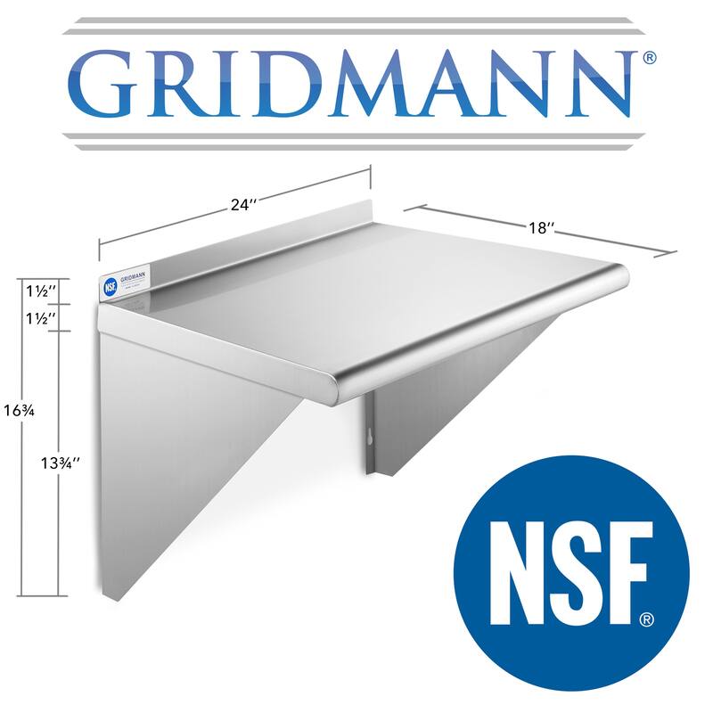 24 x 18in NSF Stainless Steel WallMount Shelf - 18" x 24"
