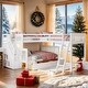 preview thumbnail 2 of 10, Twin over Full L-Shaped Bunk Bed With 3 Drawers, Ladder and Staircase, White