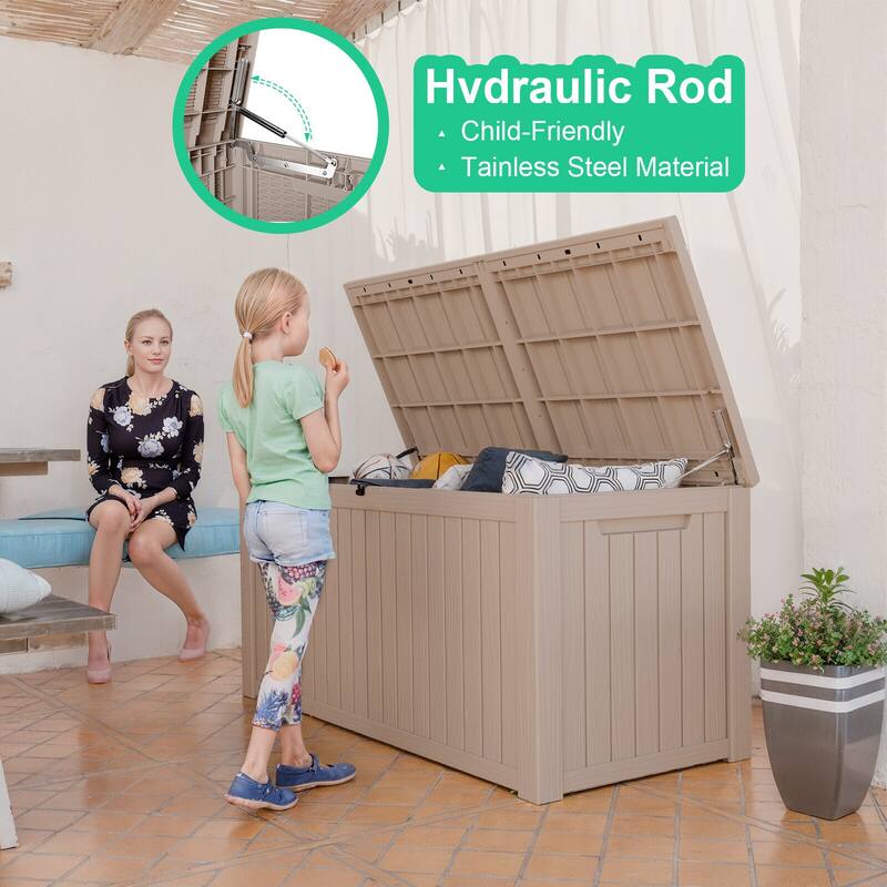 Momei 180 Gallons Large Resin Water Resistant Patio Storage Box
