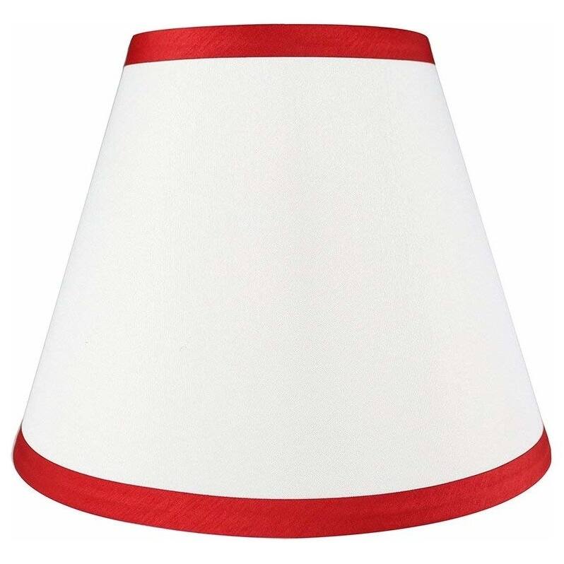 Hardback Faux Silk Conical Lamp Shade, 5 inch Top, 9 inch Bottom, 7 inch Slant - Single - Off White, Red