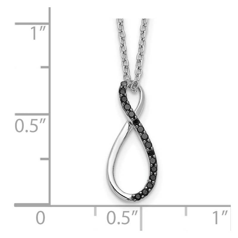 Curata 14k White Gold 0.098 CTW Black Diamond Infinity Necklace (7mm x 17mm), 18"