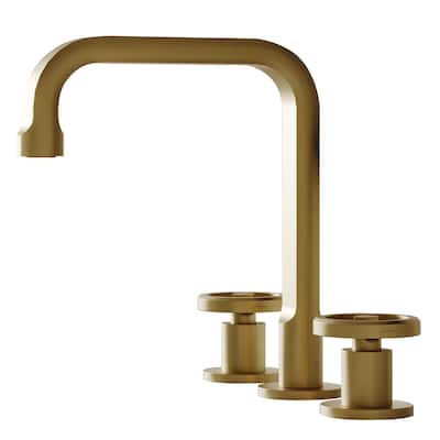 Widespread Bathroom Faucet with Industrial Round Handles Pop-Up Drain