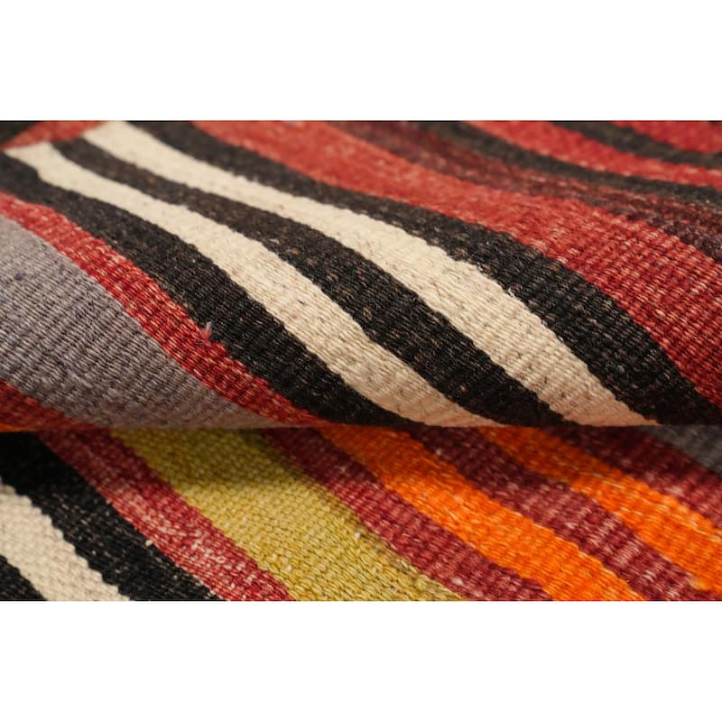Hand Woven Oriental 100% Wool Carpet Southwestern Geometric Multi-Colored Kilim Area Rug - 8' 7'' X 5' 1''
