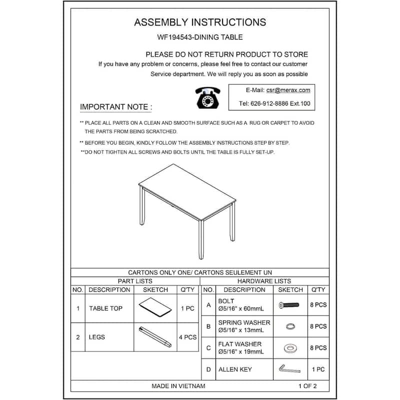 6Piece Wooden Kitchen Table Set, Farmhouse Rustic Dining Table set