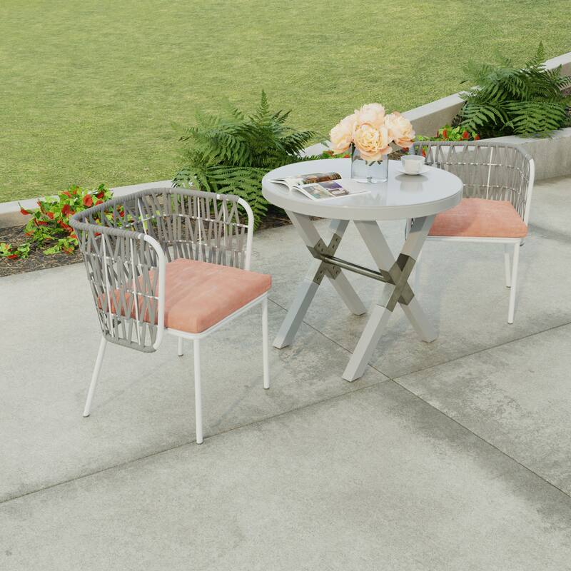 19" x 17" Outdoor Seat Cushion with Ties - Set of 2 - 19" W x 17" L x 2" H