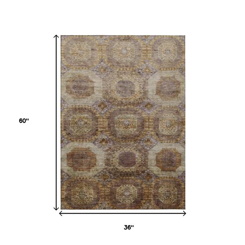 HomeRoots Medallion Transitional Rectangle Outdoor Rug