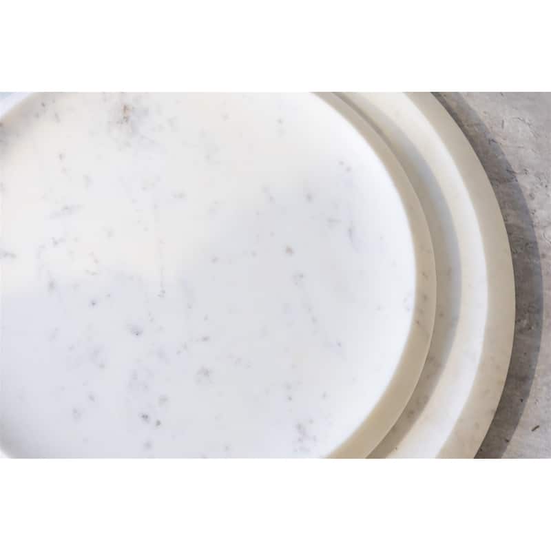 Lg. White Marble Round Tray 12"Dia