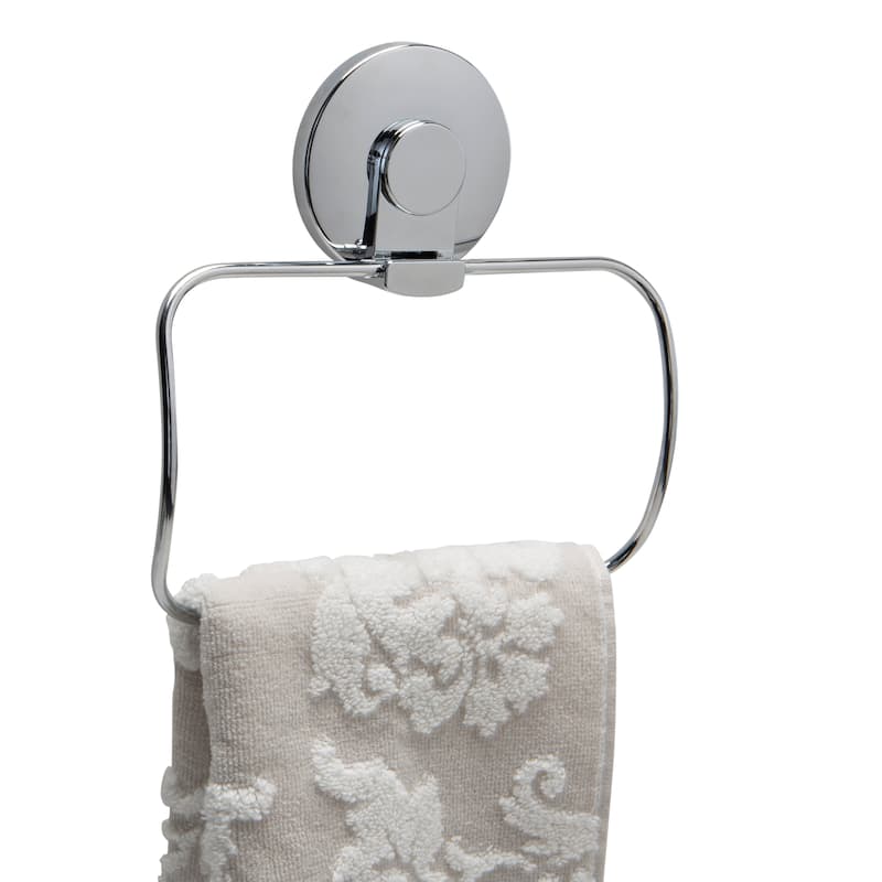 Bath Bliss Gel Suction Towel Holder in Chrome - 7.5"x 1.6"x 7.1"