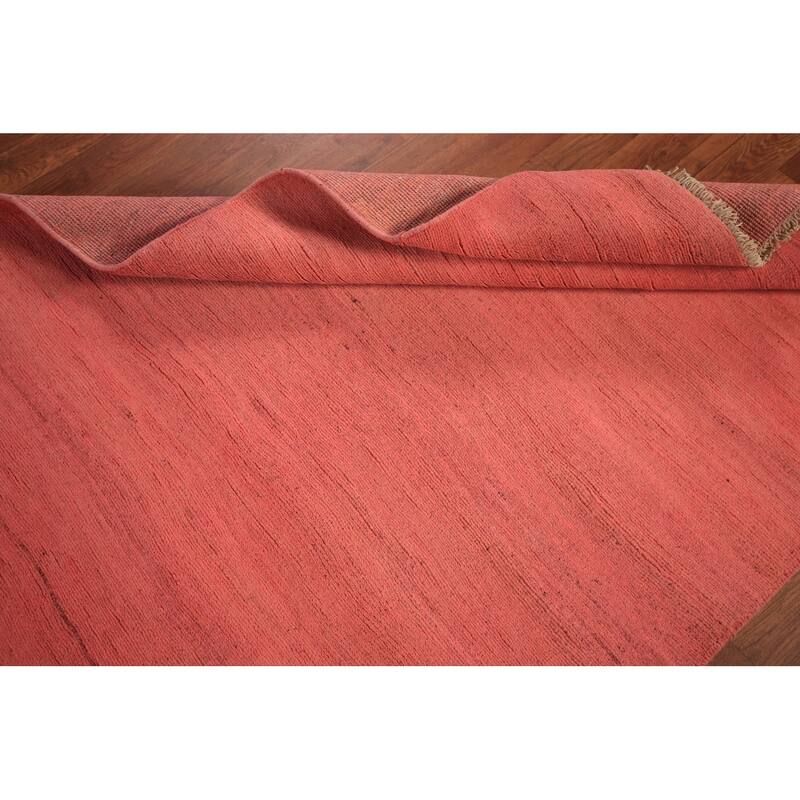 Pink Modern Gabbeh Oriental Area Rug Handmade Solid Wool Carpet - 3'11" x 6'7"